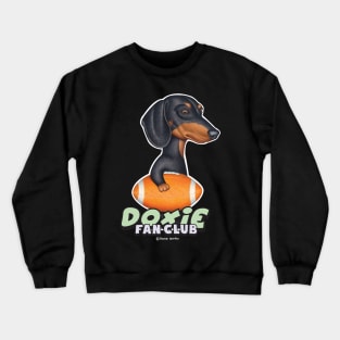 Funny Black Tan Doxie Holding a Football Crewneck Sweatshirt